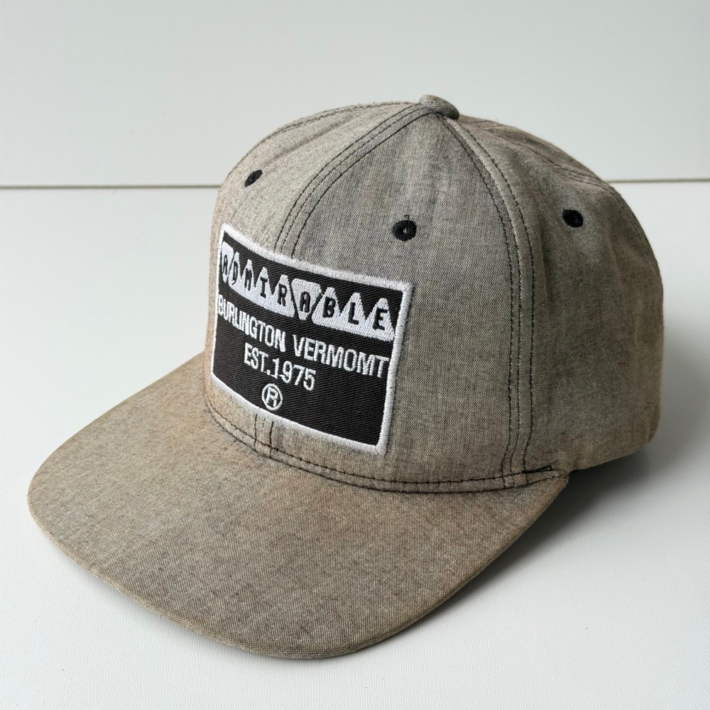 Vintage ADMIRABLE Burlington Vermont Snapback Trucker Hat Faded Grey Logo Patch
